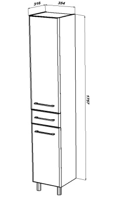 Шкаф пенал San Star Sorento 35 206.1-3.5.1. Белый