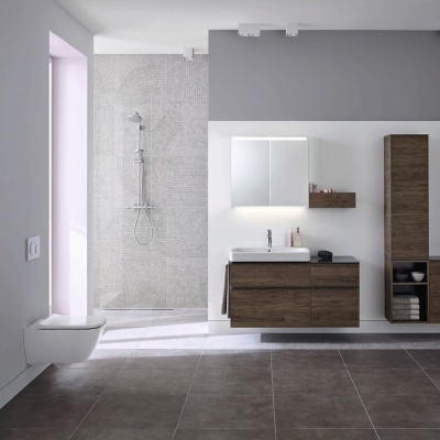 Комплект унитаза Geberit Smyle 500.300.21.S с инсталляцией Sigma с сиденьем Микролифт и клавишей смыва Хром