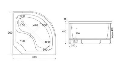 Акриловый поддон для душа Bas Корса 90x90 Белый