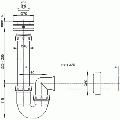 Сифон для кухонной мойки Alcaplast A800-DN50 Белый