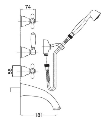Смеситель для ванны Bugnatese Princeton plus 8018 CR (Хром)