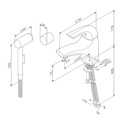 Смеситель для раковины AM.PM Sense F7503000 с гигиеническим душем Хром