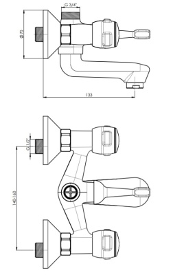 Смеситель для ванны GPD Rios BNB30 Хром