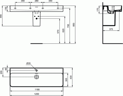 Раковина Ideal Standard Strada II 120 T300601 Евробелая
