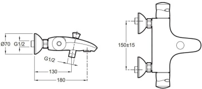 Смеситель для ванны Jacob Delafon Stomb E71071-CP с термостатом Хром