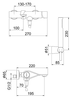 Смеситель для ванны Webert One-B NB850101 Черный Нержавеющая сталь