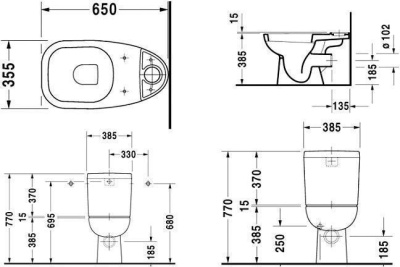 Унитаз компакт Duravit D Code 21110900002 без бачка и крышки-сиденья