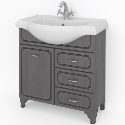 Тумба под раковину Какса-А Патина Классик 80 004484 Серая с черным