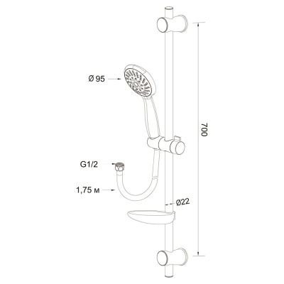 Душевой гарнитур Latuno L80044 Хром