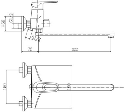 Смеситель для ванны Fashun A2204 универсальный Хром