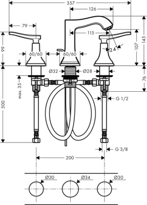 Смеситель для раковины Hansgrohe Metropol Classic 31330000 Хром
