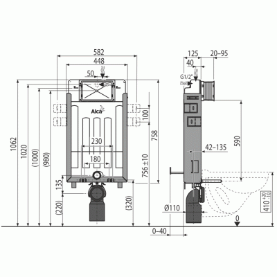 Инсталляция Alcaplast Renovmodul AM115/1000 для унитаза с бачком