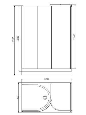 Душевое ограждение Victory Spa Kolorado 120x90 Высокий пристенный поддон