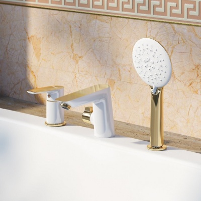 Смеситель на борт ванны Iddis Cloud на 3 отверстия Белый/хром