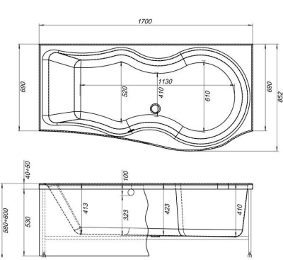 Акриловая ванна Aquanet Nicol 170x85 R 203514 без гидромассажа