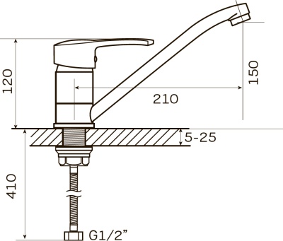 Смеситель для кухни Zerix PED-A 135 ZX0557 Хром