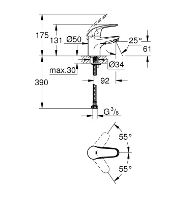Смеситель для раковины Grohe Euroeco New 32734000 Хром