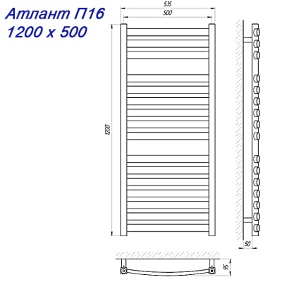 Электрический полотенцесушитель Laris Атлант П16 120х50 Сатин