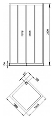 Душевой уголок Aquanet Alfa Cube NAA1142 100x100 профиль Хром стекло Прозрачное