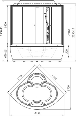 Душевой бокс Radomir Калифорния 1 155x155 1-04-1-0-4-0781 профиль Белый стекло матовое