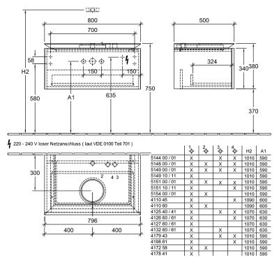 Тумба под раковину Villeroy&Boch Legato 80x38 подвесная Вяз импрессо