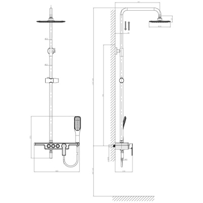 Душевая система D&K Berlin Technische DA1443715B13 Хром Черный