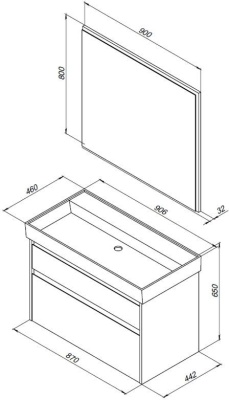 Комплект мебели для ванной Aquanet Nova Lite 90 243247 подвесной Дуб рошелье