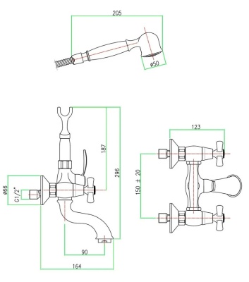 Смеситель для ванны Webert Armony AM720201060(153) Медь