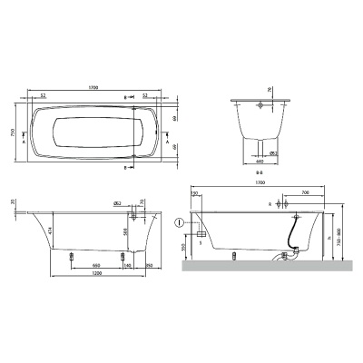 Квариловая ванна Villeroy&Boch My Art 170х75 Белый альпин