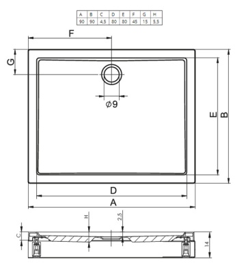 Акриловый поддон для душа Riho Davos 251 90x90 DA5900500000000 Белый без антискользящего покрытия