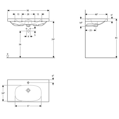 Раковина Geberit (Keramag) Acanto 90 500.623.01.2 белая