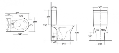 Унитаз компакт RAK Ceramics Resort RST10AWHA/RST18AWHA/YFG106C с бачком и сиденьем Микролифт