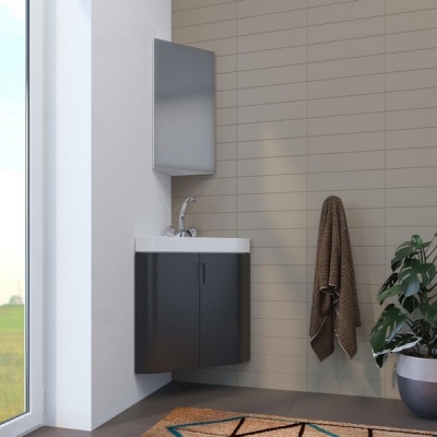 Тумба под раковину Mixline Кварц 67 540987 подвесная угловая Серая