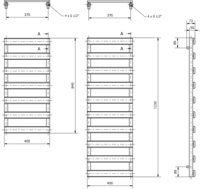 Электрический полотенцесушитель Luxrad Scala New 840x400 Черный 7 перекладин