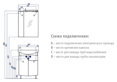 Тумба под раковину Акватон Пинта М 60 1A123101PT01R белая глянцевая