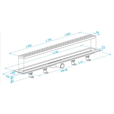 Душевой лоток PlastBrno SZE1850 с решеткой