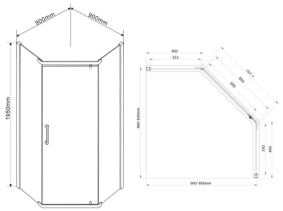 Душевой уголок Vincea Stresa 90x90 VSP-1S900CL профиль Хром стекло прозрачное