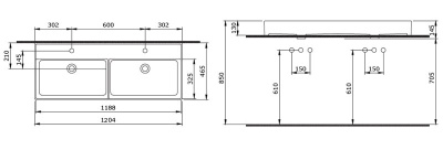 Раковина Bocchi Milano 120 1393 двойная Белая глянцевая