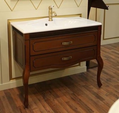 Комплект мебели для ванной Opadiris Фреско 100 Светлый орех с темной патиной