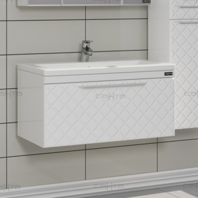 Тумба с раковиной СанТа Калипсо 80 1 ящик подвесная Белая