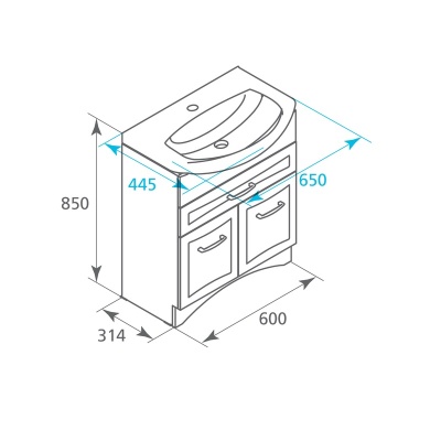Тумба под раковину Milardo Victoria 65 Белая