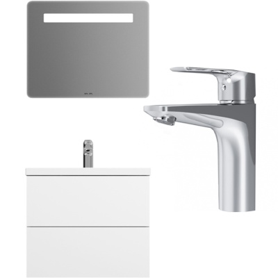 Комплект мебели для ванной AM.PM Gem 75 подвесной со смесителем Белый
