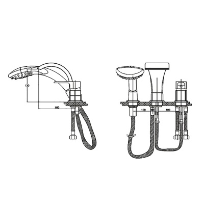 Смеситель на борт ванны GPD Atros Mak65 Хром