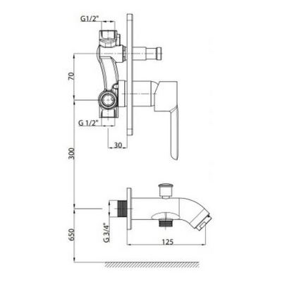 Смеситель для ванны GPD Felis MTA75 Хром