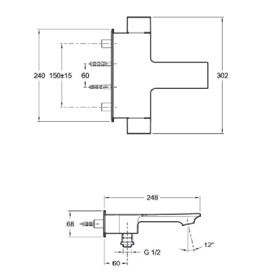 Смеситель для ванны Jacob Delafon Stance E9100-CP Хром