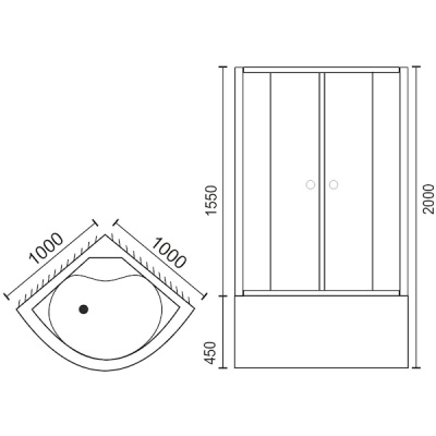 Душевой уголок Royal Bath RB-L-3001-1 100х100 без поддона профиль Хром стекло прозрачное