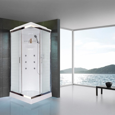 Душевая кабина Royal Bath HP 80х80 RB80HP2-M-CH с гидромассажем стекло матовое задняя стенка Белая