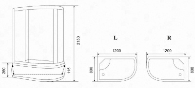 Душевая кабина Parly Classic CM120L 120х215 профиль Сатин стекло тонированное