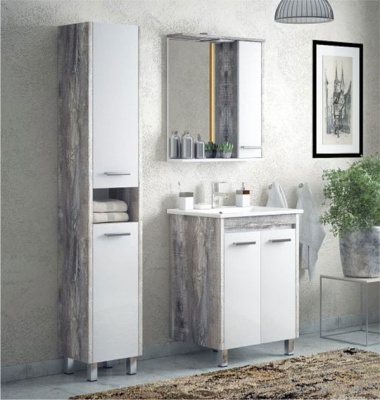 Зеркало со шкафом Corozo Лорена 65 SD-00000294 с подсветкой Антик Белое