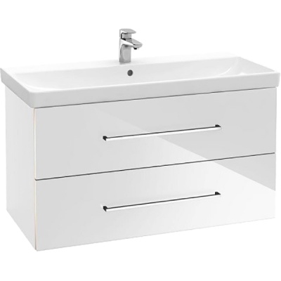 Тумба под раковину Villeroy&Boch Avento 100 подвесная 2 выдвижных ящика Белая